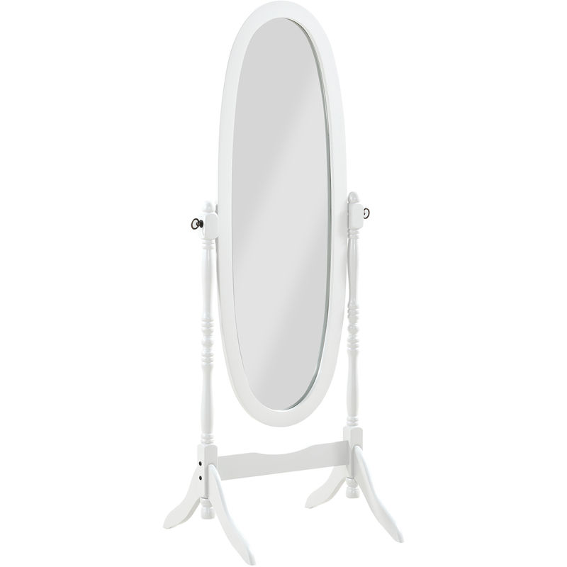 Pegane - Miroir Psyché Charme sur pied bois blanc - Dim : l 59 x p 49.5 x h 150 cm