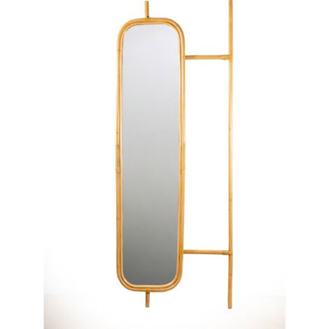 Miroir rattan naturel esprit bohème pour chambre ou entrée - Naturel effet rotin clair