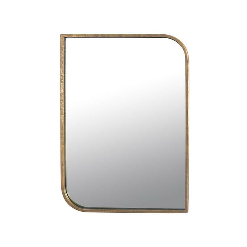 Emde - Miroir rectangle coins asymétriques arrondis métal doré 76x56cm