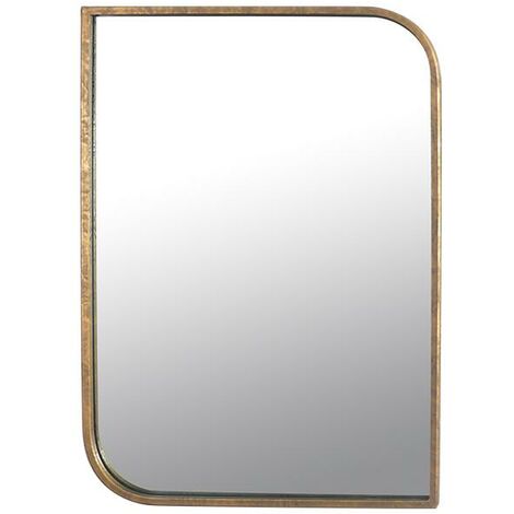 Miroir rectangle coins asymétriques arrondis métal doré 76x56cm