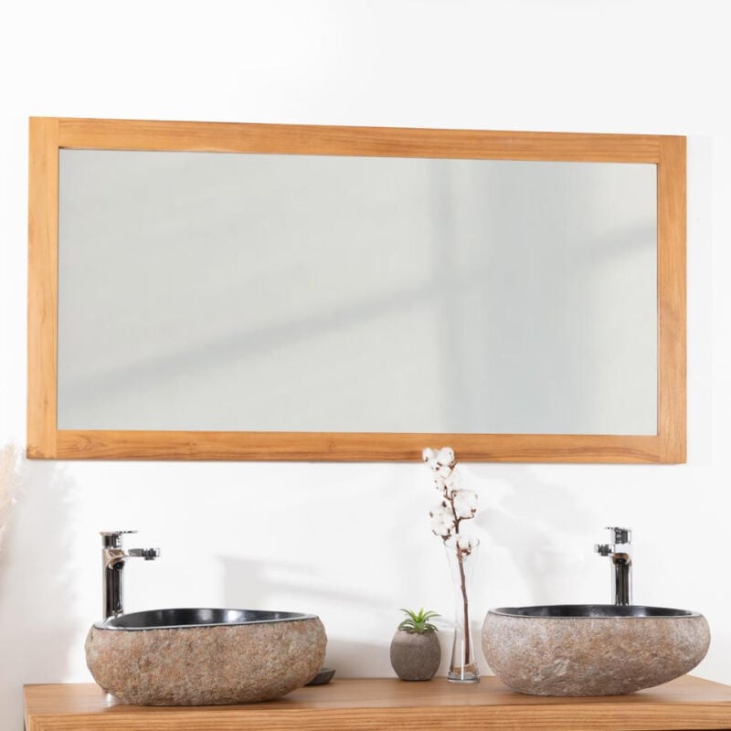 Miroir rectangle en teck massif 140x70