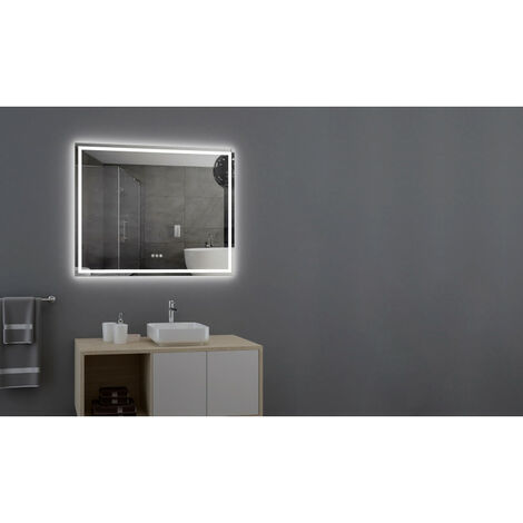 Miroir rectangle, LED 80x100 cm avec variateur de lumière - AMBIANCE