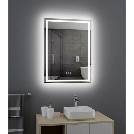Miroir rectangle, LED 80x60 cm avec variateur de lumière - AMBIANCE