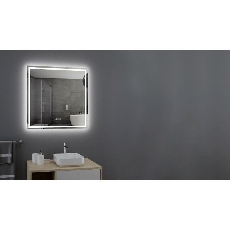 Miroir rectangle, led 80x80 cm avec variateur de lumière - ambiance