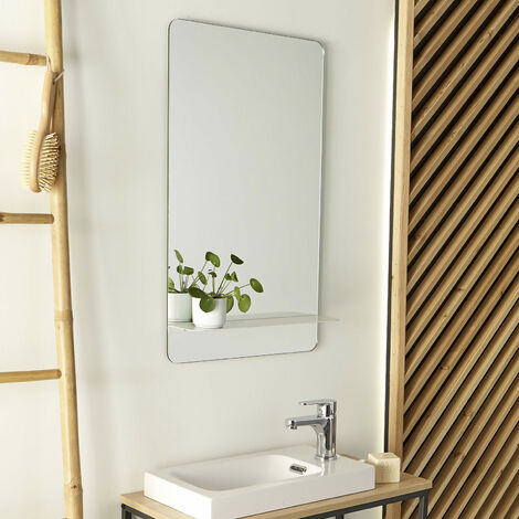 MOB-IN Miroir pour lave main WC avec tablette blanche 40 x 70 cm SIMONA