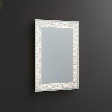 Miroir de salle de bain anti-buée 60 60 4.5cm bord biseauté blanc chaud anti 