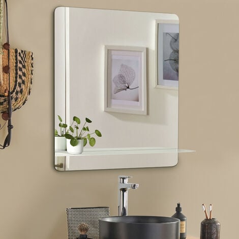MOB-IN Miroir de salle de bain avec tablette noire 60 x 70 cm SORRENTO