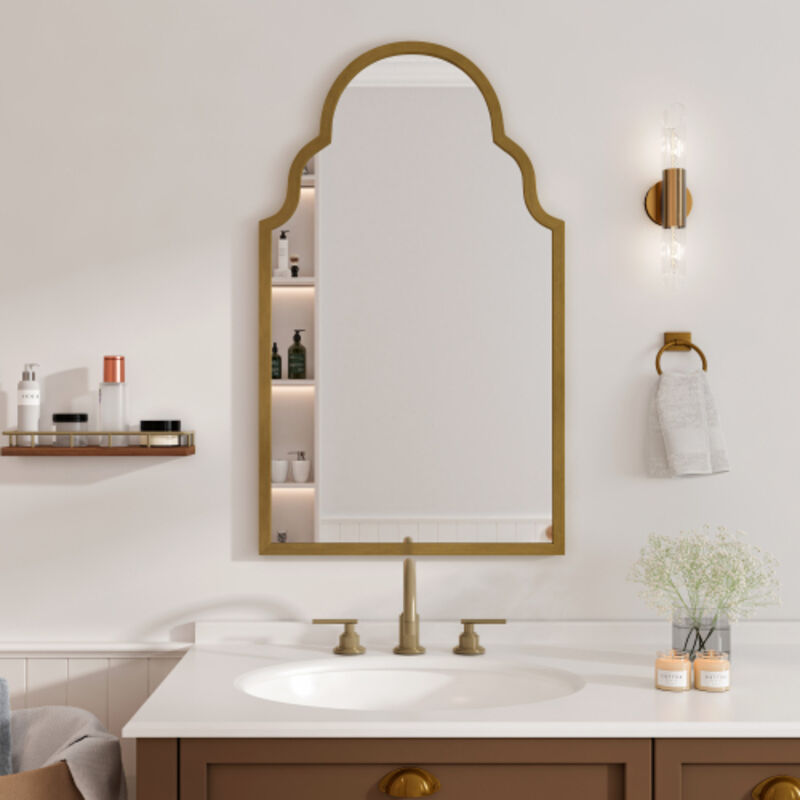 Miroir rectangulaire, 61x101CM Miroir rectangulaire en bronze, miroir mural avec cadre en métal, miroir de salle de bain pour mur, pour salle de