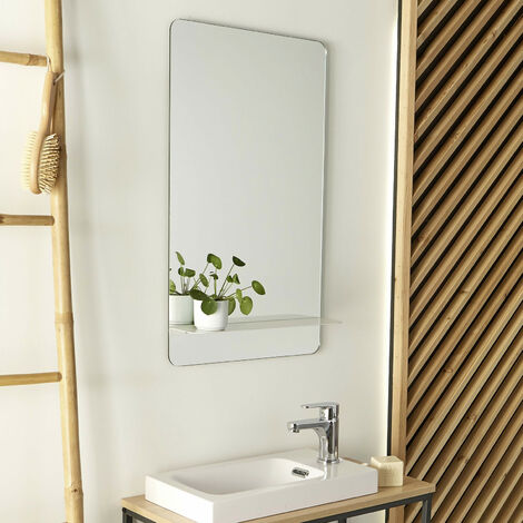 Miroir rectangulaire avec tablette blanche 40 x 70 cm SIMONA - Blanc