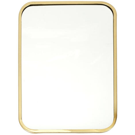 Miroir Rectangulaire Cadre Métal Doré Coins Arrondis 25x34cm