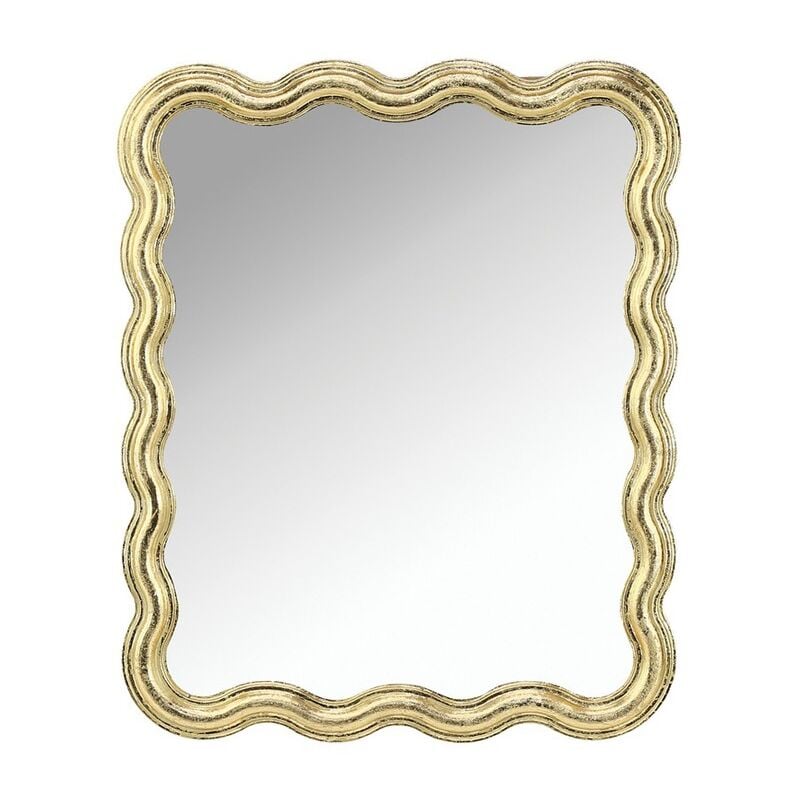 Miroir rectangulaire cadre ondulé doré 23 x 28cm