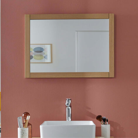 Miroir rectangulaire en bois 50 x 70 cm ATOLL - Bois clair