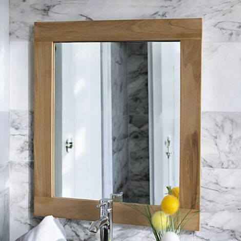 Miroir rectangulaire en teck massif Lazy 60 x 70 cm