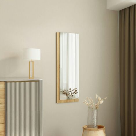 Miroir rectangulaire mural demi-cadre effet bois 120 cm CODY