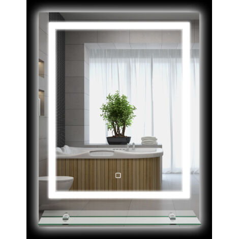 Miroir rectangulaire mural lumineux LED de salle de bain 70 x 50 cm