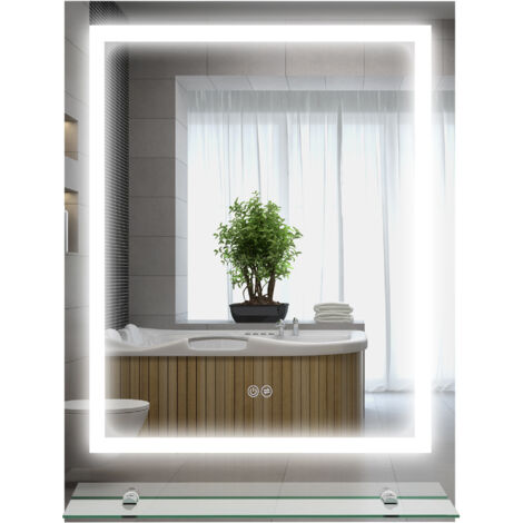 Miroir rectangulaire mural lumineux LED de salle de bain 70 x 50 cm