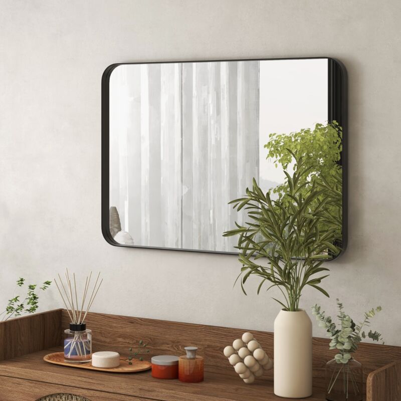 Miroir Rectangulaire Salle de Bain 51x81cm Cadre Métal Noir CW55504