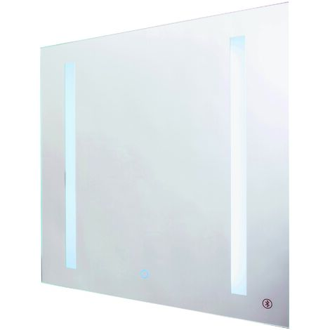 Miroir rétro-éclairant BLUETOOTH - Argent - 60x60cm - Verre - Connecté Bluetooth - Gris