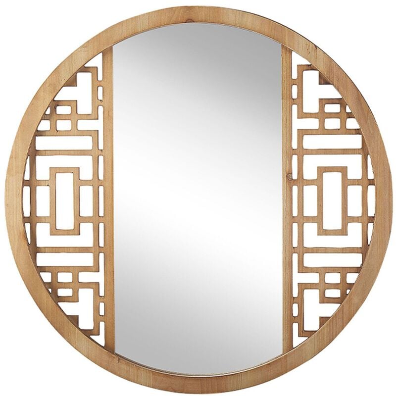 Beliani - Miroir Mural Design de Forme Ronde 60 cm avec Cadre en Bois Clair Naturel pour Entrée Salon ou Chambre au Style Moderne