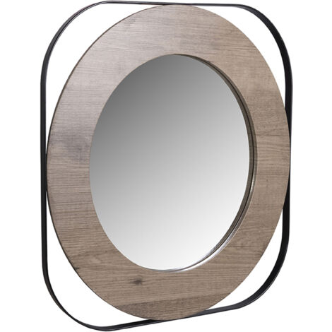 Miroir rond 61x2 cm en bois et métal - NERO