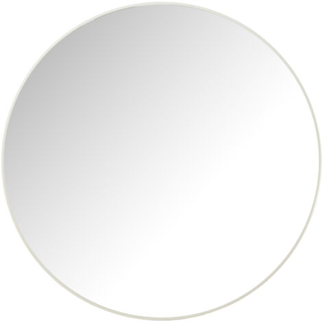 Miroir rond 90x90 cm en verre et métal blanc