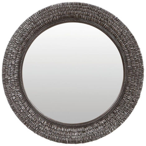 Miroir rond argenté vieilli - MDF - Gris - Interior's