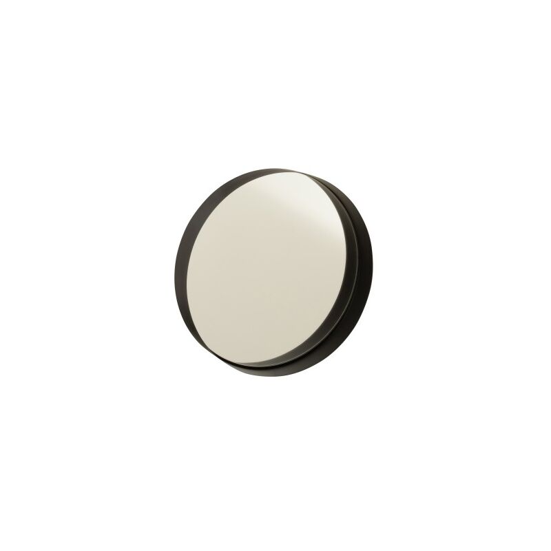 Jolipa - Miroir rond avec bord noir en métal 30x30x5 cm