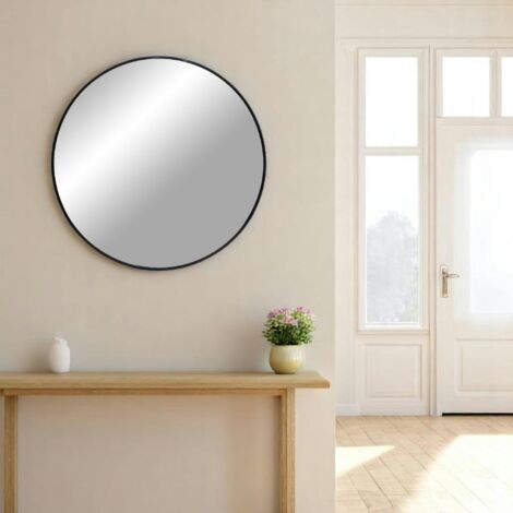 Miroir rond avec cadre en aluminium noir ø60 cm SEOUL