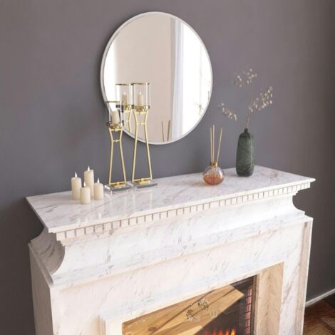 Miroir rond blanc moderne avec fin cadre Ø60 cm CODY