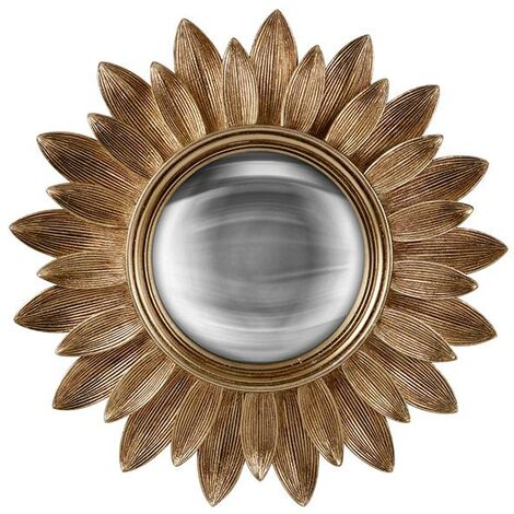 Miroir rond convexe contours feuille 30 cm