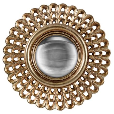 Miroir rond convexe doré 21,5cm