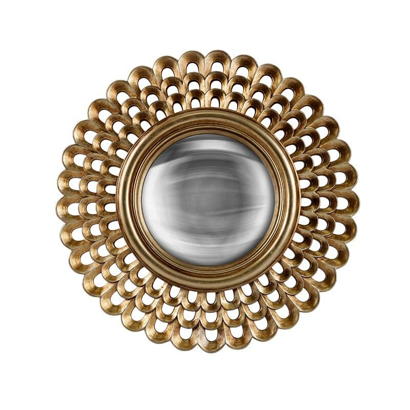Emde - Miroir rond convexe doré 28,8cm