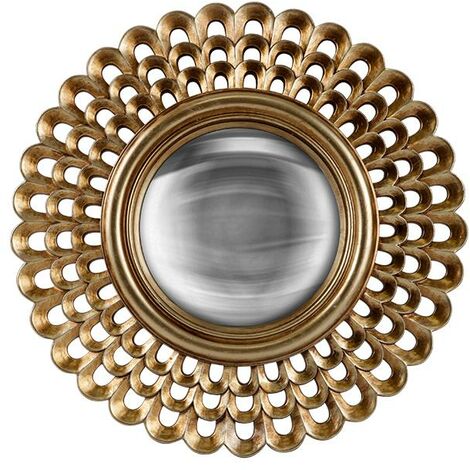 Miroir rond convexe doré 28,8cm