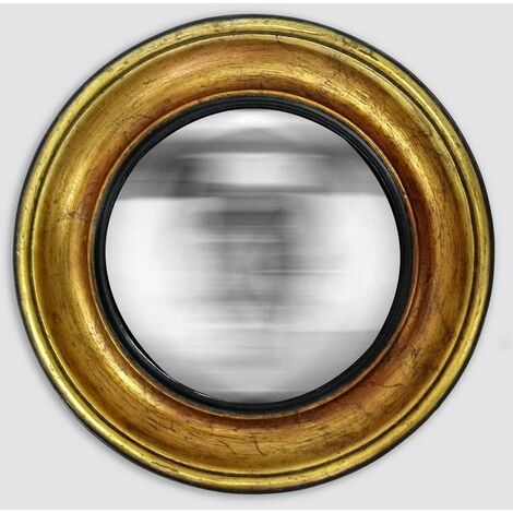 Miroir rond convexe patiné 26x26cm