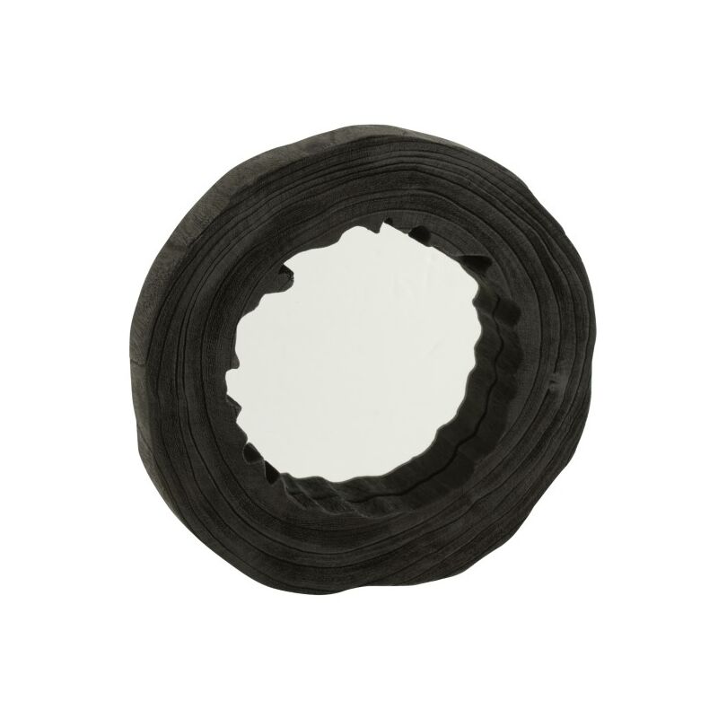 Jolipa - Miroir irrégulier en bois de paulownia noir 41x40x5 cm