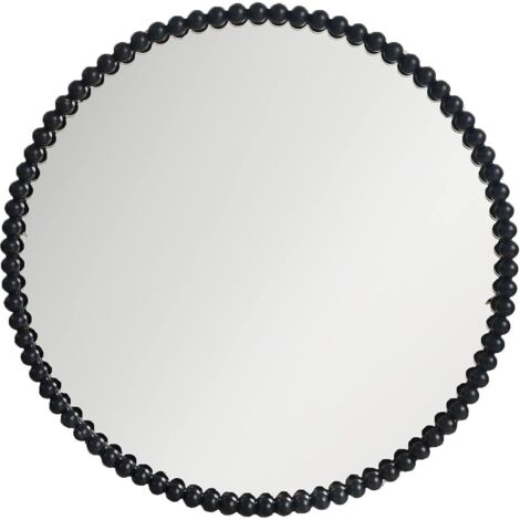 Miroir rond décoratif noir perlé élégant pour salon moderne - noir perlé élégant