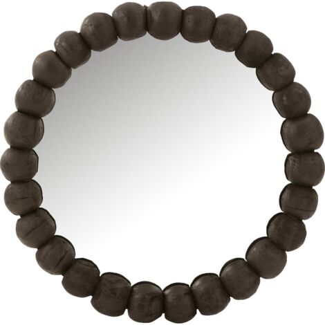 Miroir rond design boules bois noir style contemporain élégant - Bois noir profond sculpté