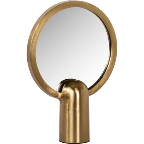 Miroir rond doré design contemporain avec base sculpturale - doré finition or brossé