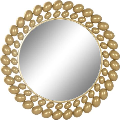 Miroir rond doré design en fer et verre style glamour chic - doré effet métal élégant