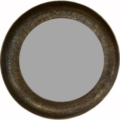 Miroir rond doré élégant avec cadre texturé raffiné - doré texturé patiné élégant