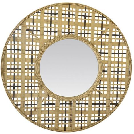 Miroir rond en bambou 80cm
