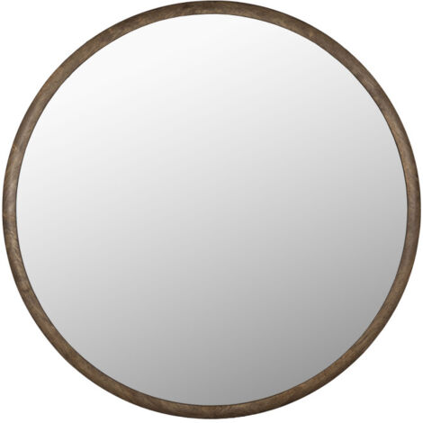 Miroir rond en bois ø80cm - Bois foncé - Gale