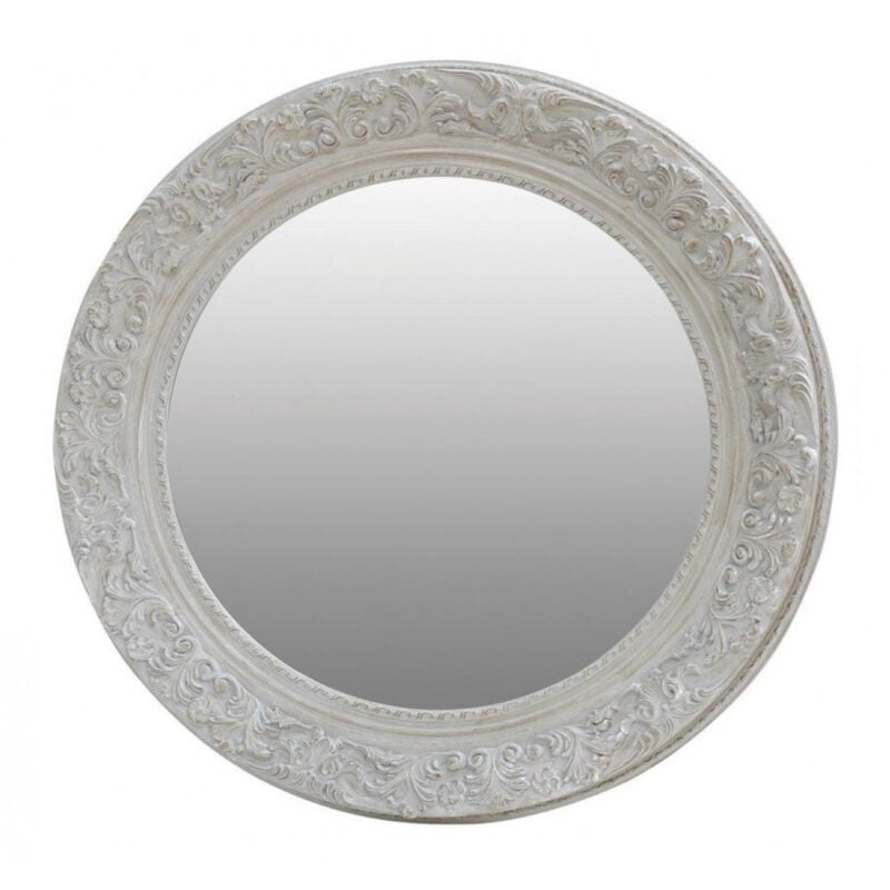 Miroir rond en bois d120 - Bois - Blanc - Interior's