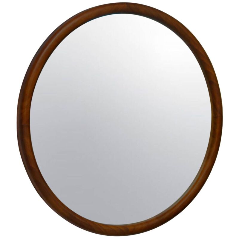 Sweeek - Miroir rond en bois de pin Ø60cm georgia noyer
