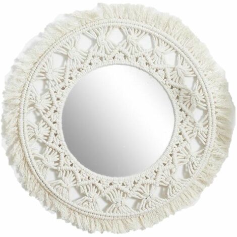 Miroir rond en macramé BOHO