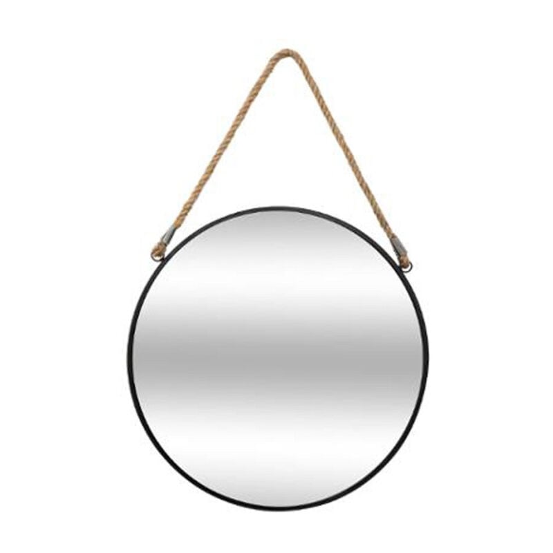Miroir Rond en Métal "Corde" 55cm Noir