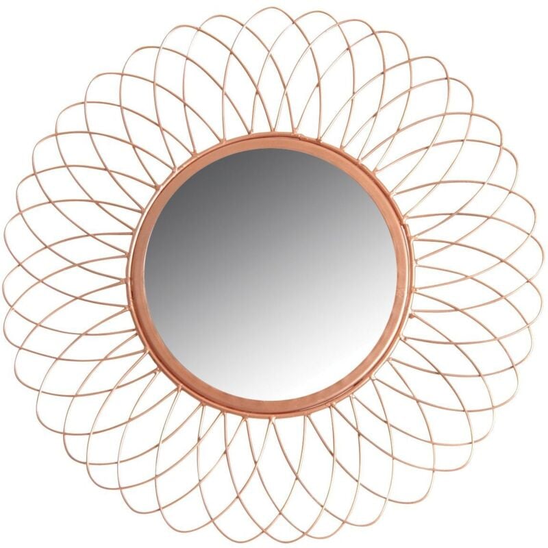 Aubry Gaspard - Miroir rond en métal cuivré