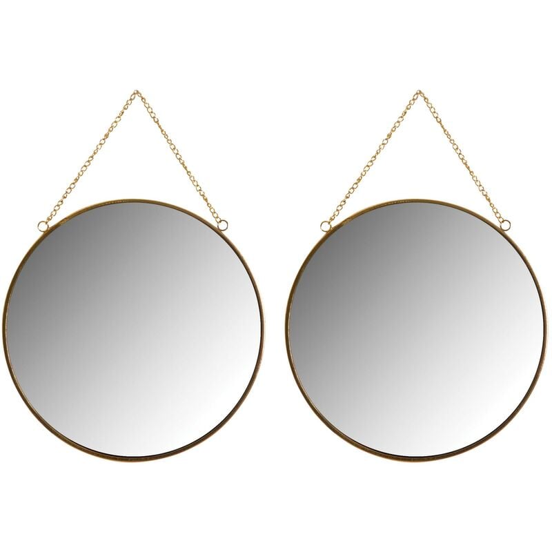 Aubry Gaspard - Miroir rond en métal laqué doré (Lot de 2)