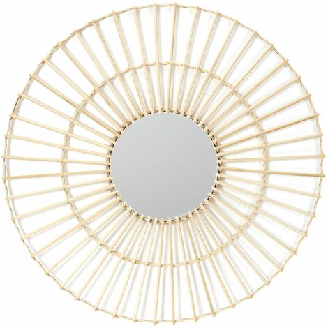 Miroir rond en rotin