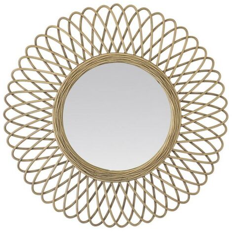 Miroir rond en rotin naturel 58cm